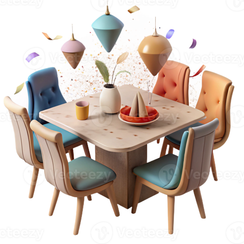 stunning minimalist Dining Table with Chairs Cutout detailed png