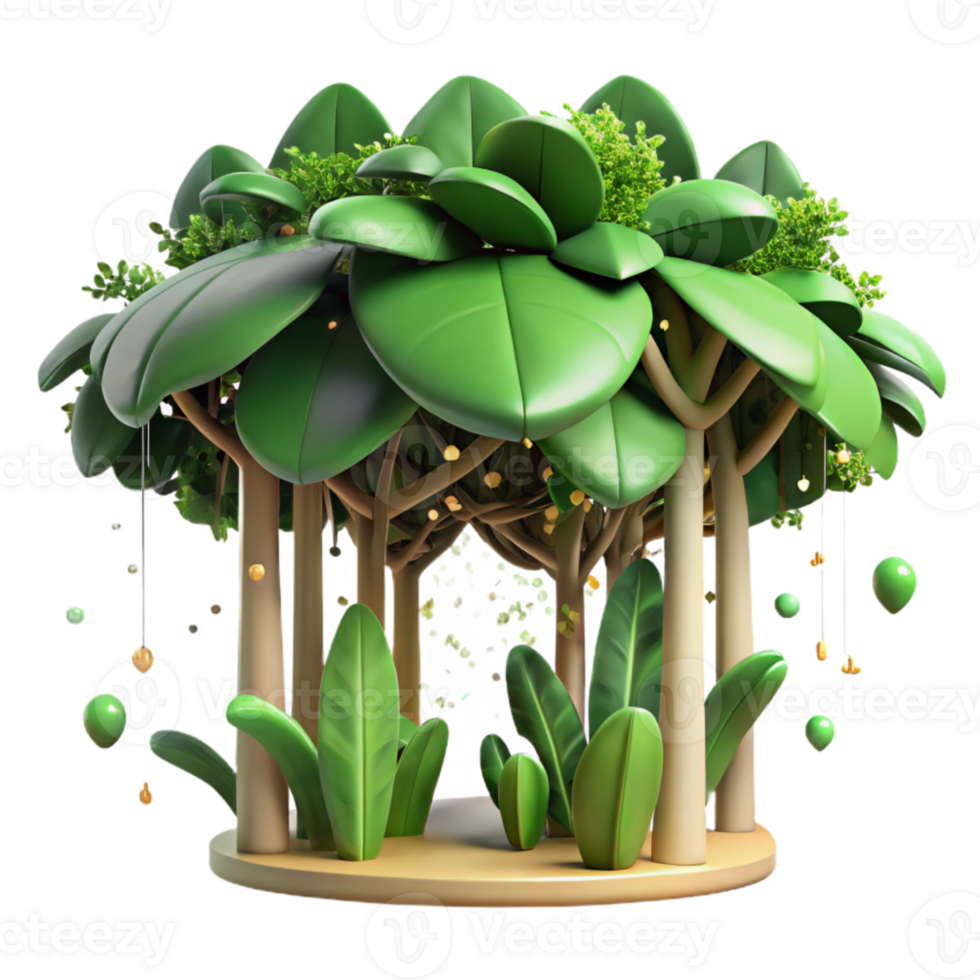 vibrant contemporary Forest Canopy Lush Green Top View Transparent Background detailed png