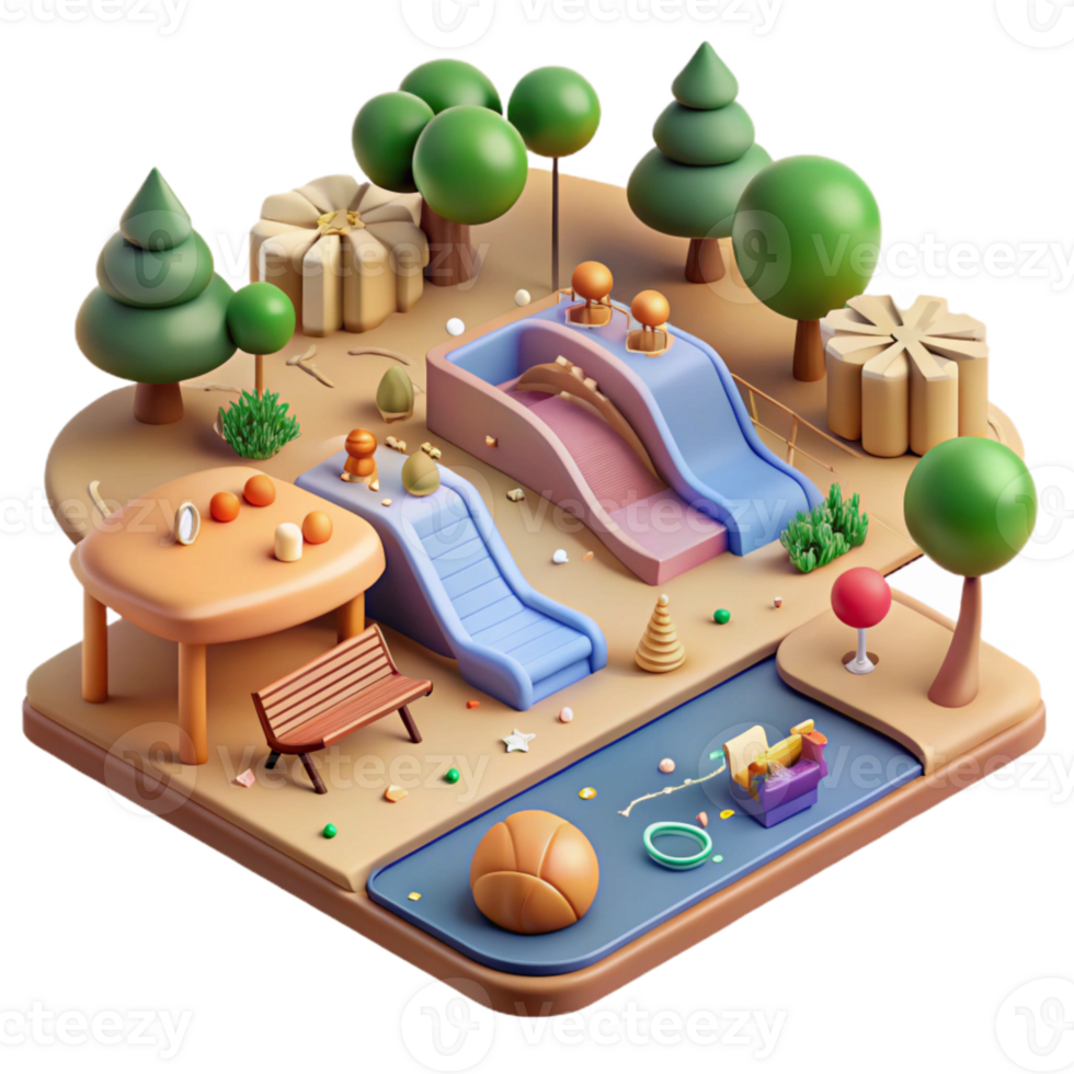 wonderful abstract City Park Map with Wildlife Icons Isolated Detailed Illustration authentic png