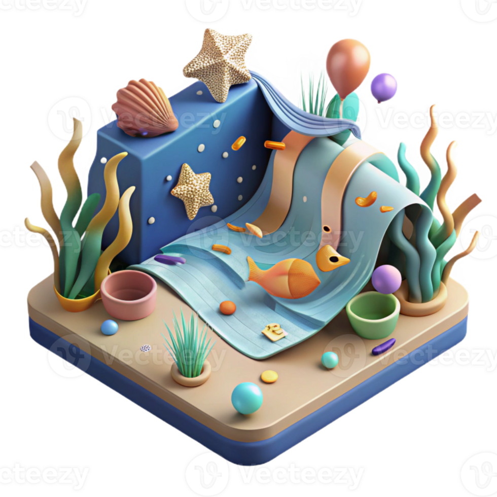 dramatic contemporary Aquatic Ecosystem Diagram Cutout Educational Tool Isolated high resolution png