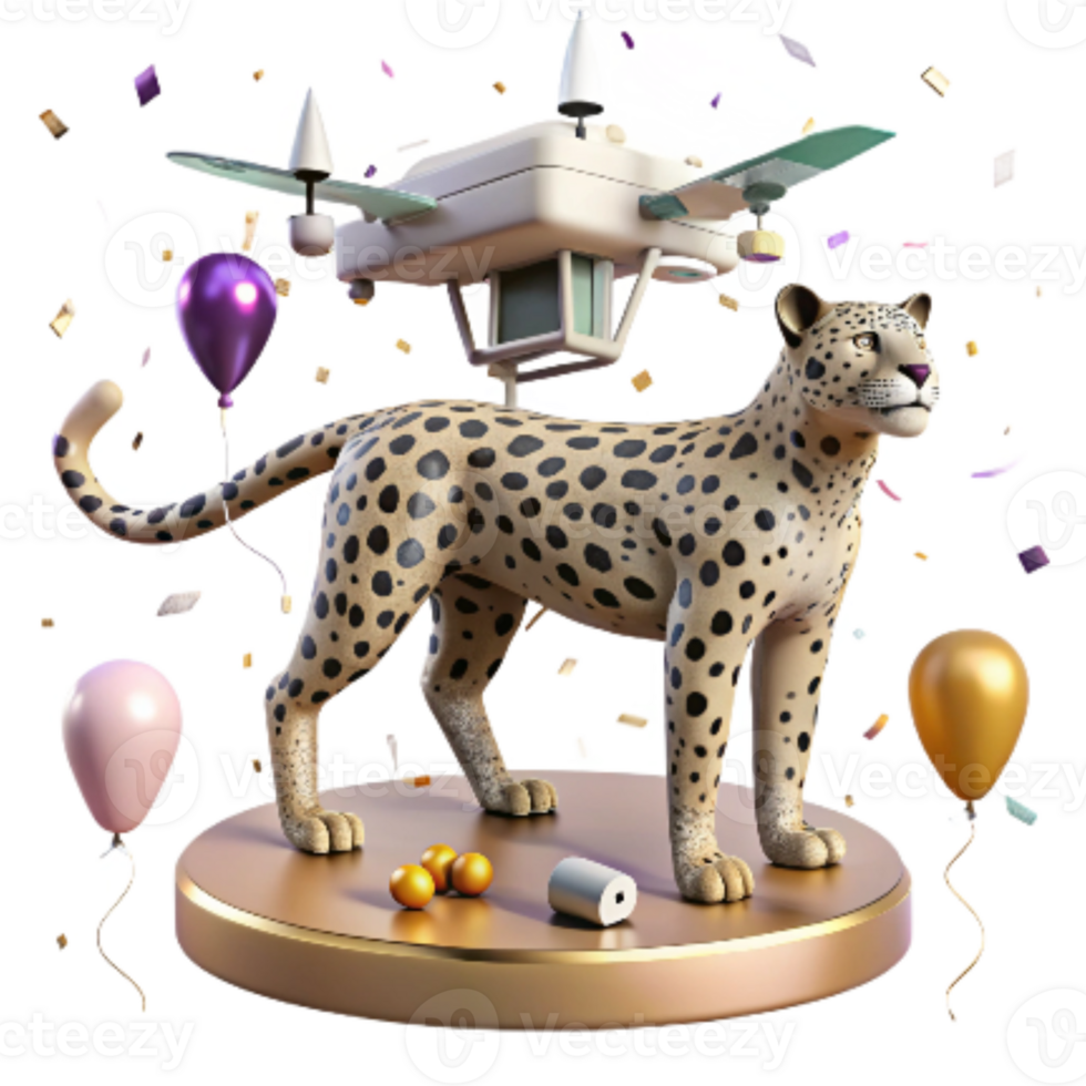 stunning traditional Drone Observing Persian Leopard Isolated premium png