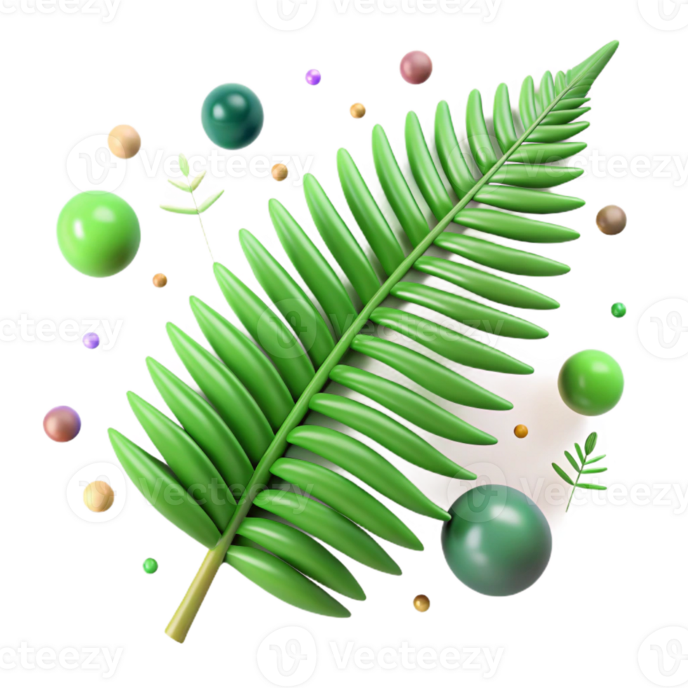 stunning rustic Fern Fronds Green Isolated Element detailed png