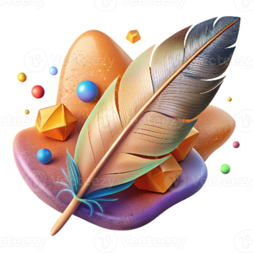 beautiful abstract Feather Resting on Leaf Autumnal Colors Transparent Background original png