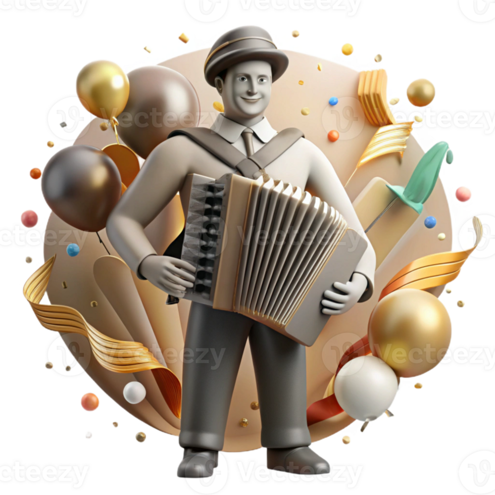 elegant contemporary Argentinian Bandoneon Player Silhouette Cutout png