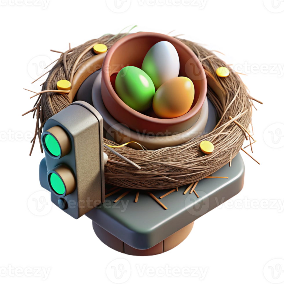 serene abstract Bird Nest in Traffic Light Cutout High Angle View high resolution png