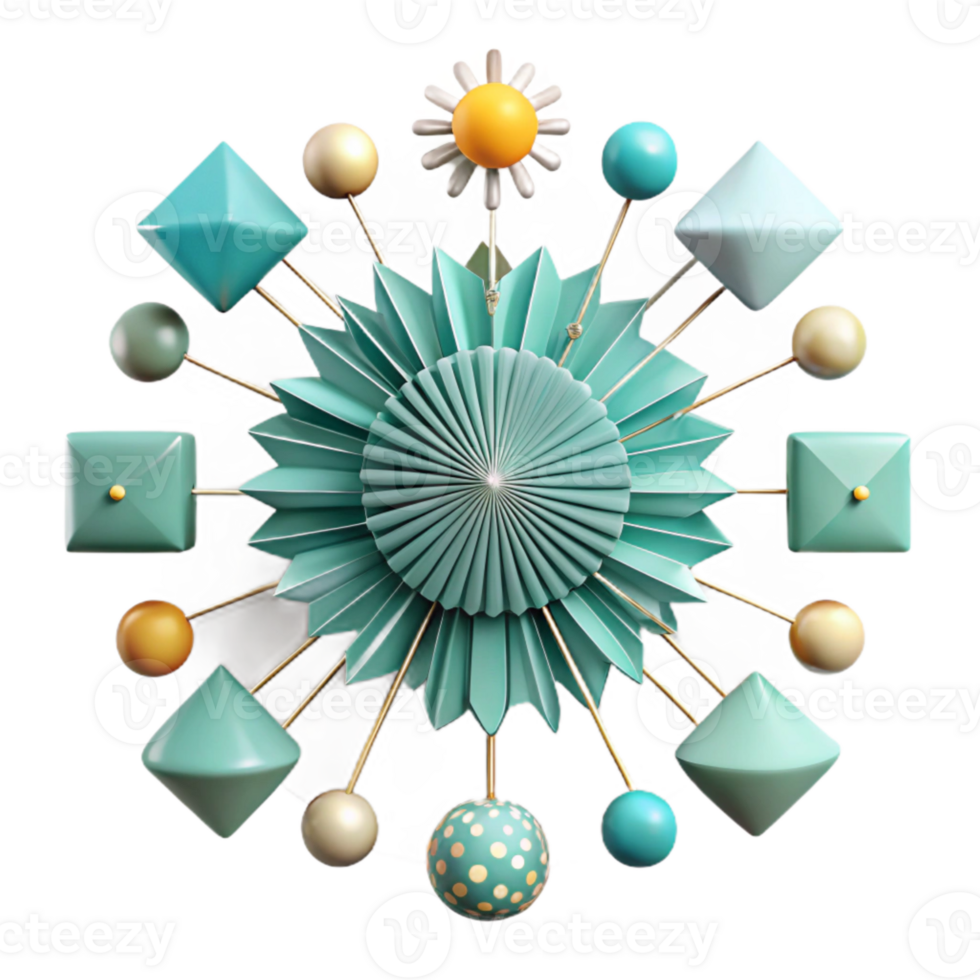 serene classic Aqua Sunburst Chart Isolated with Hierarchical Structure high quality png