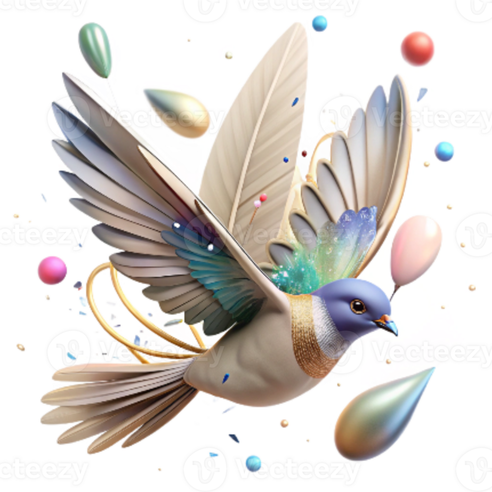 impressive artistic Bird in Flight with Clouds Isolated Element exclusive png