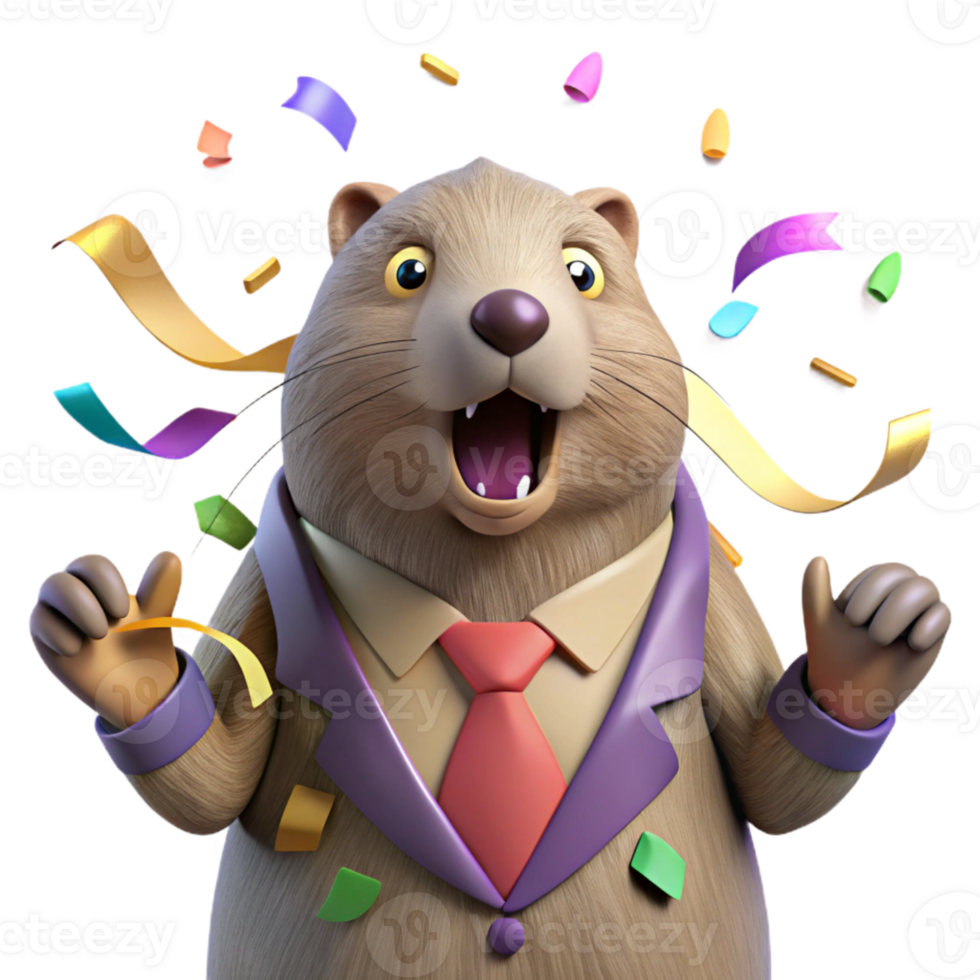 vibrant rustic Confused Groundhog Emerging Too Early Cutout Comic Style png
