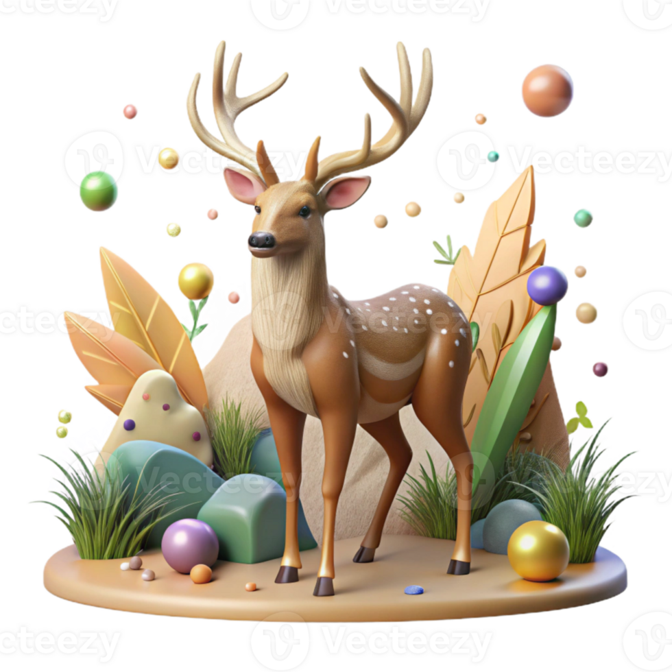 beautiful modern Deer Grazing Meadow Wildlife Observation Cutout exclusive png