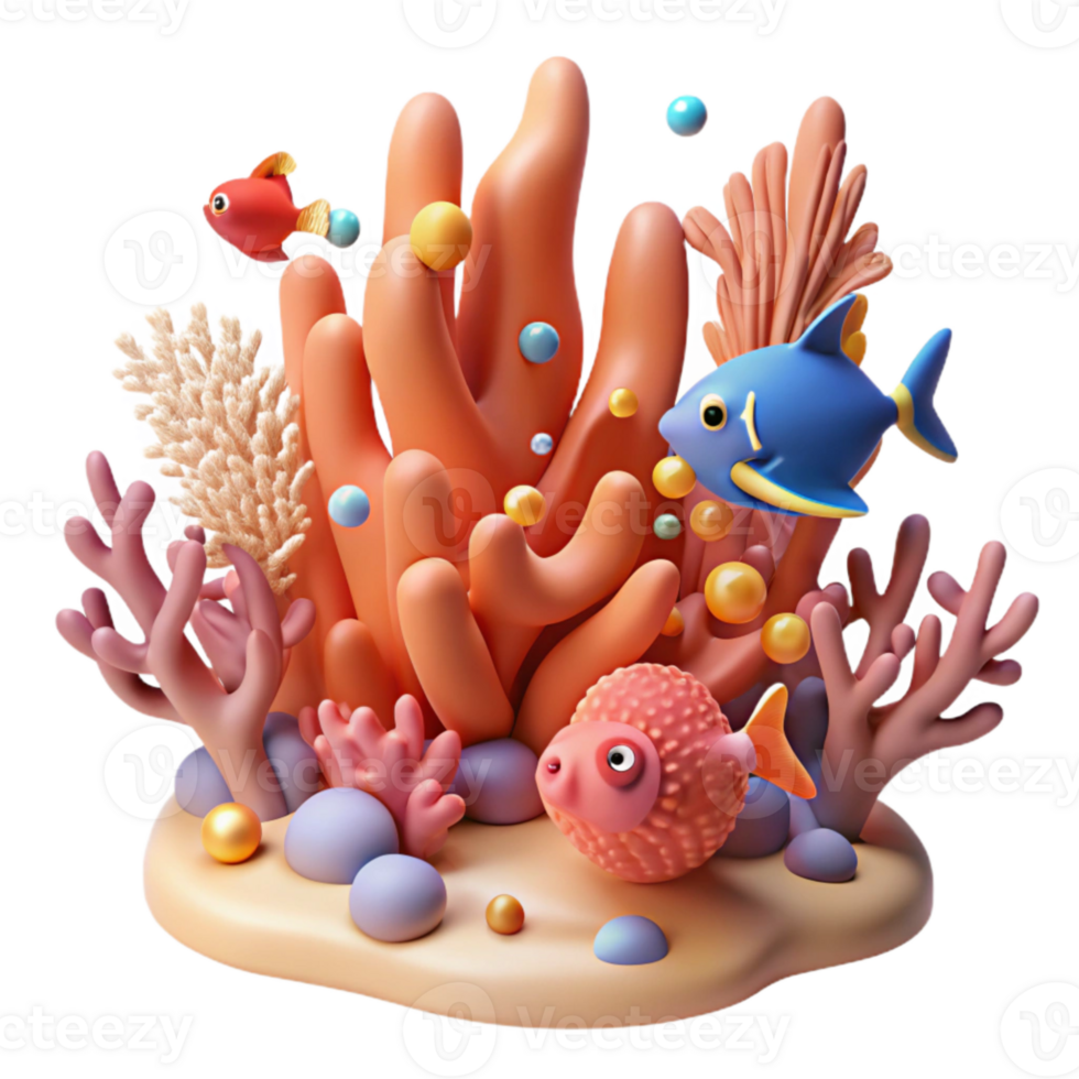 dramatic rustic Coral Reef Cutout with Diver Silhouette Isolated high quality png