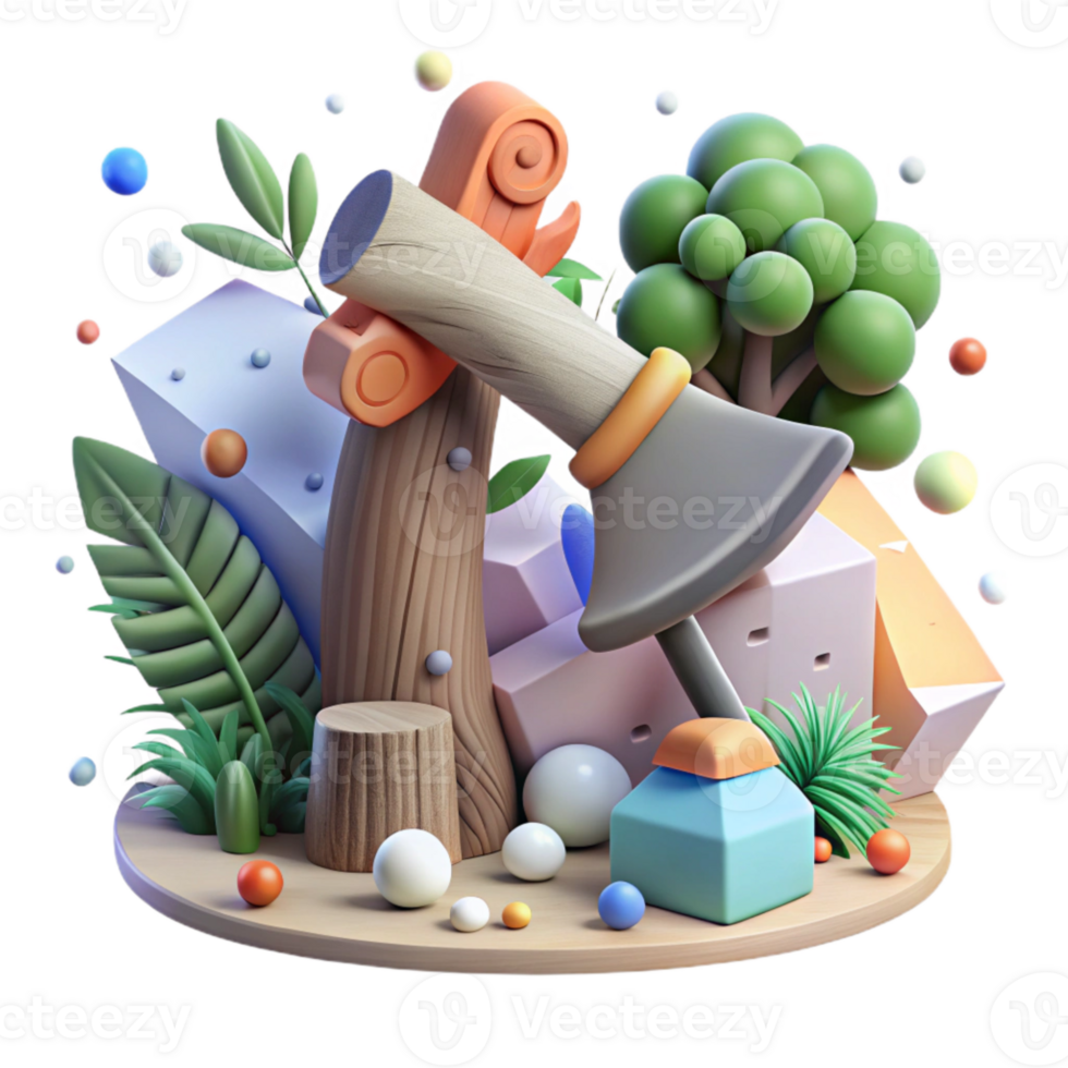 stunning creative Axe and Tree Deforestation Symbol Cutout original png