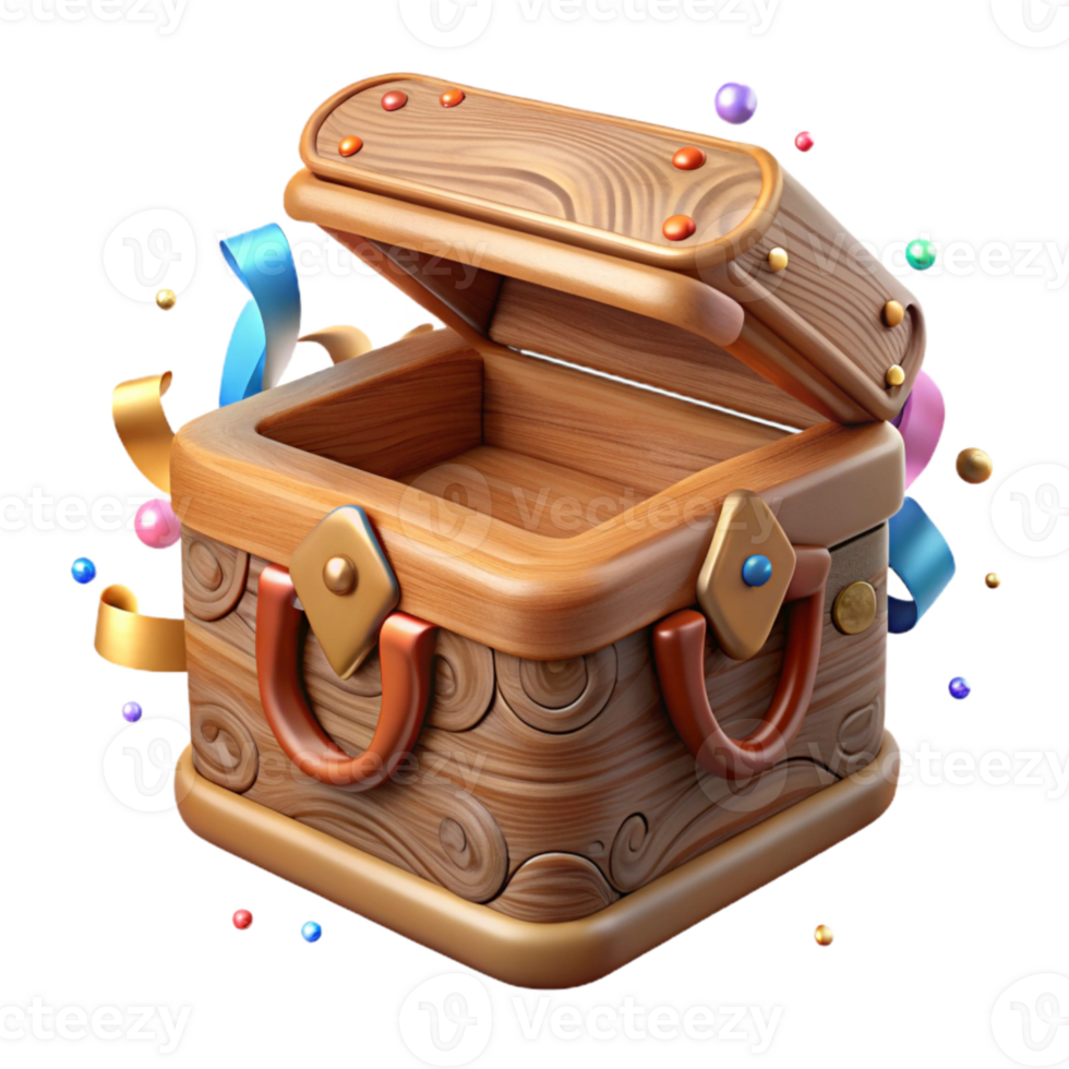 elegant modern Carved Wooden Box with Lid Transparent Background exclusive png