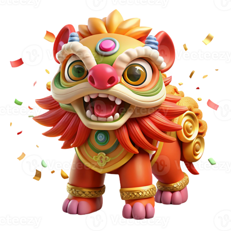 serene creative Chinese New Year Lion Dance Colorful Costume Cutout png