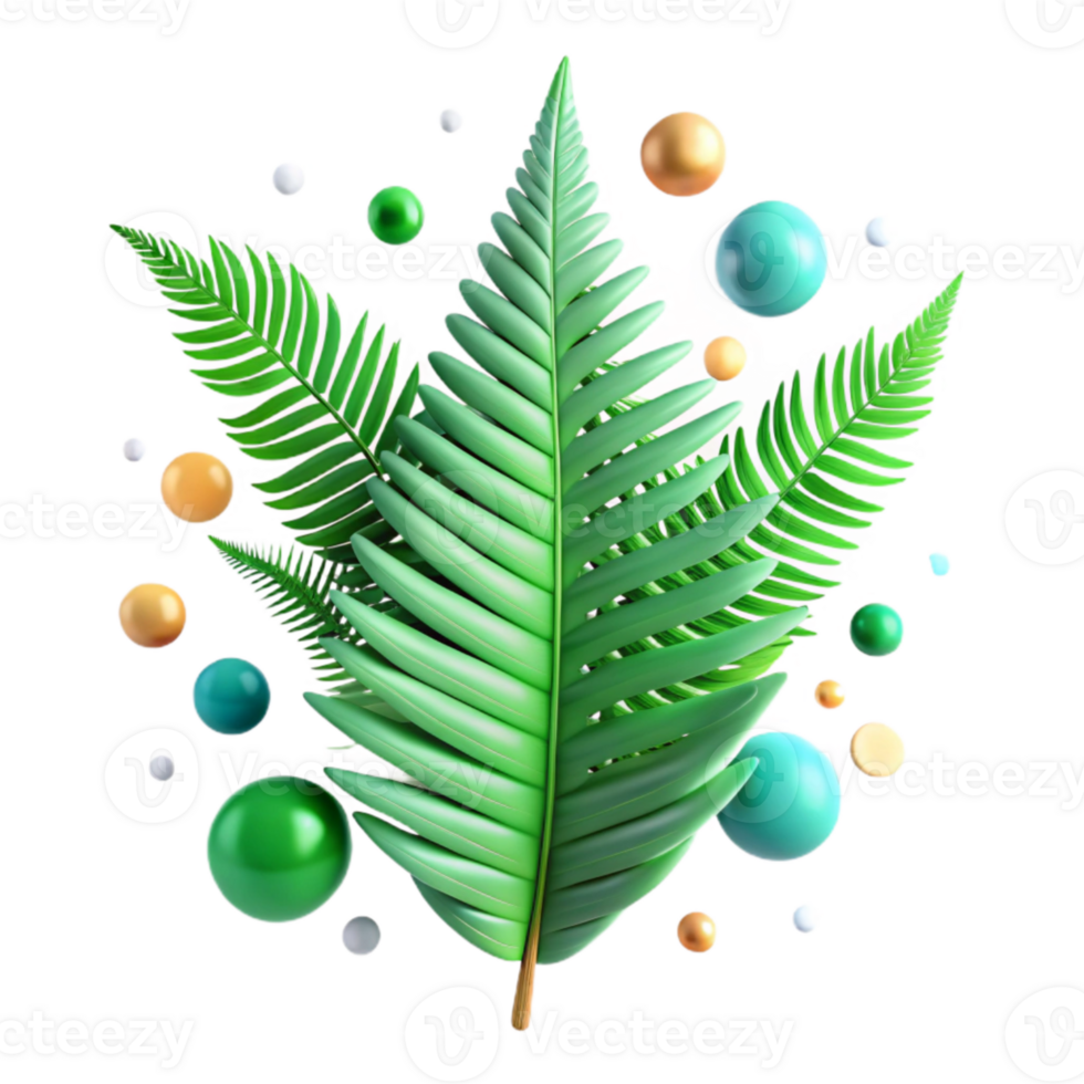 dramatic abstract Fern with Green Fronds Cutout high quality png