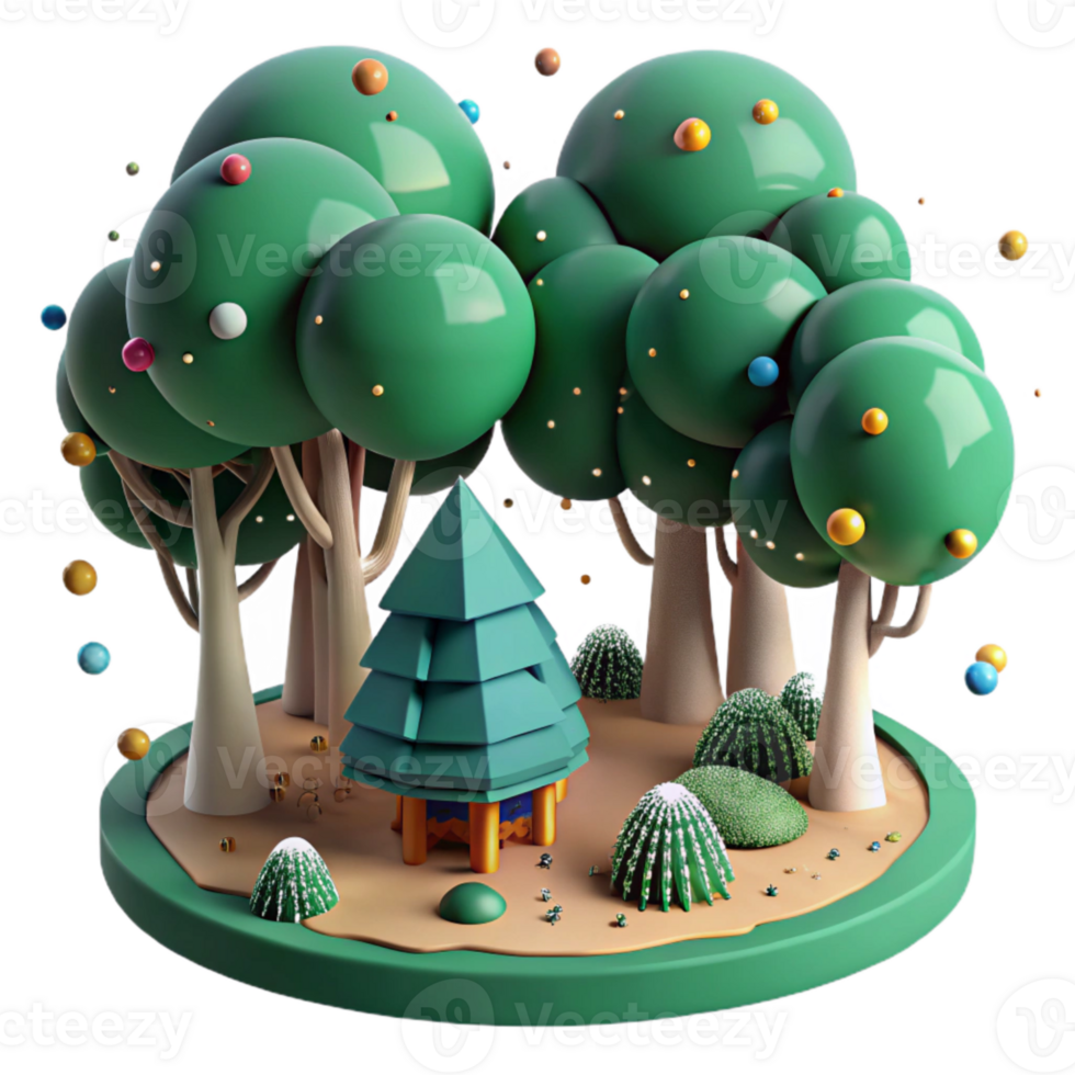 stunning classic Dark Green Trees Providing Habitat on Farm Cutout detailed png