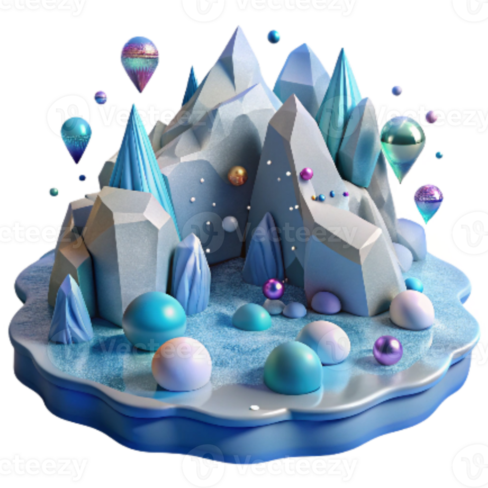magnificent artistic Arctic Landscape with Icebergs Ocean View high quality png