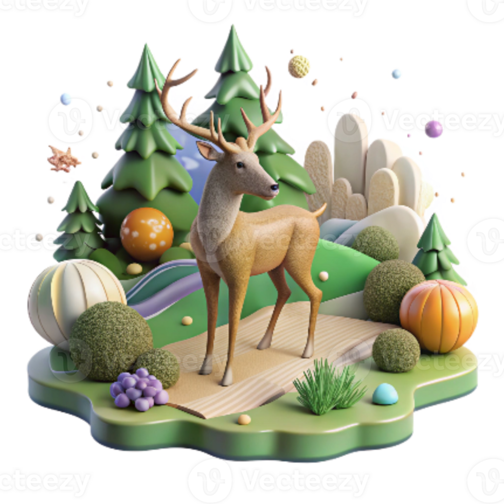 beautiful classic Farmland and Forest Connectivity Transparent Background Deer in Forest original png