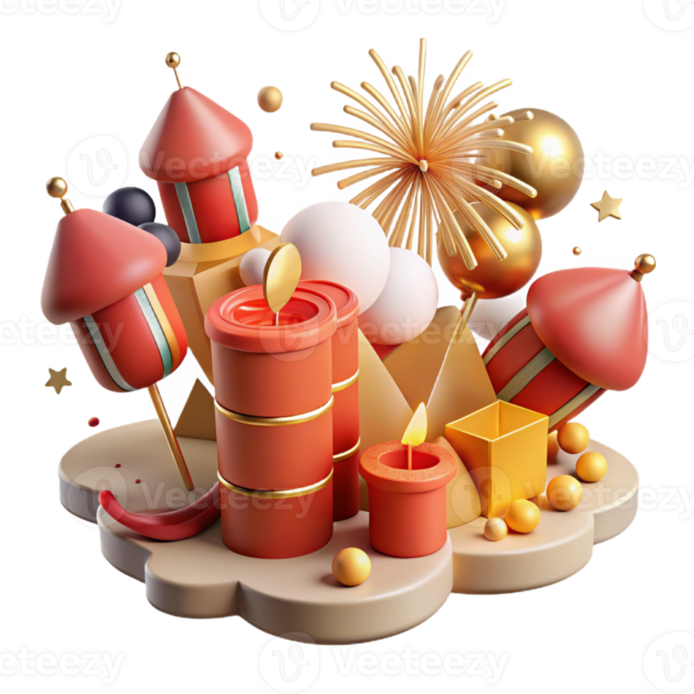 wonderful creative Chinese New Year Firecrackers Exploding Sparks authentic png