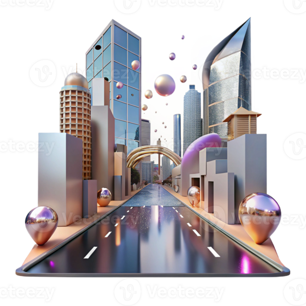 stunning classic City Street with Reflections Isolated Element exclusive png