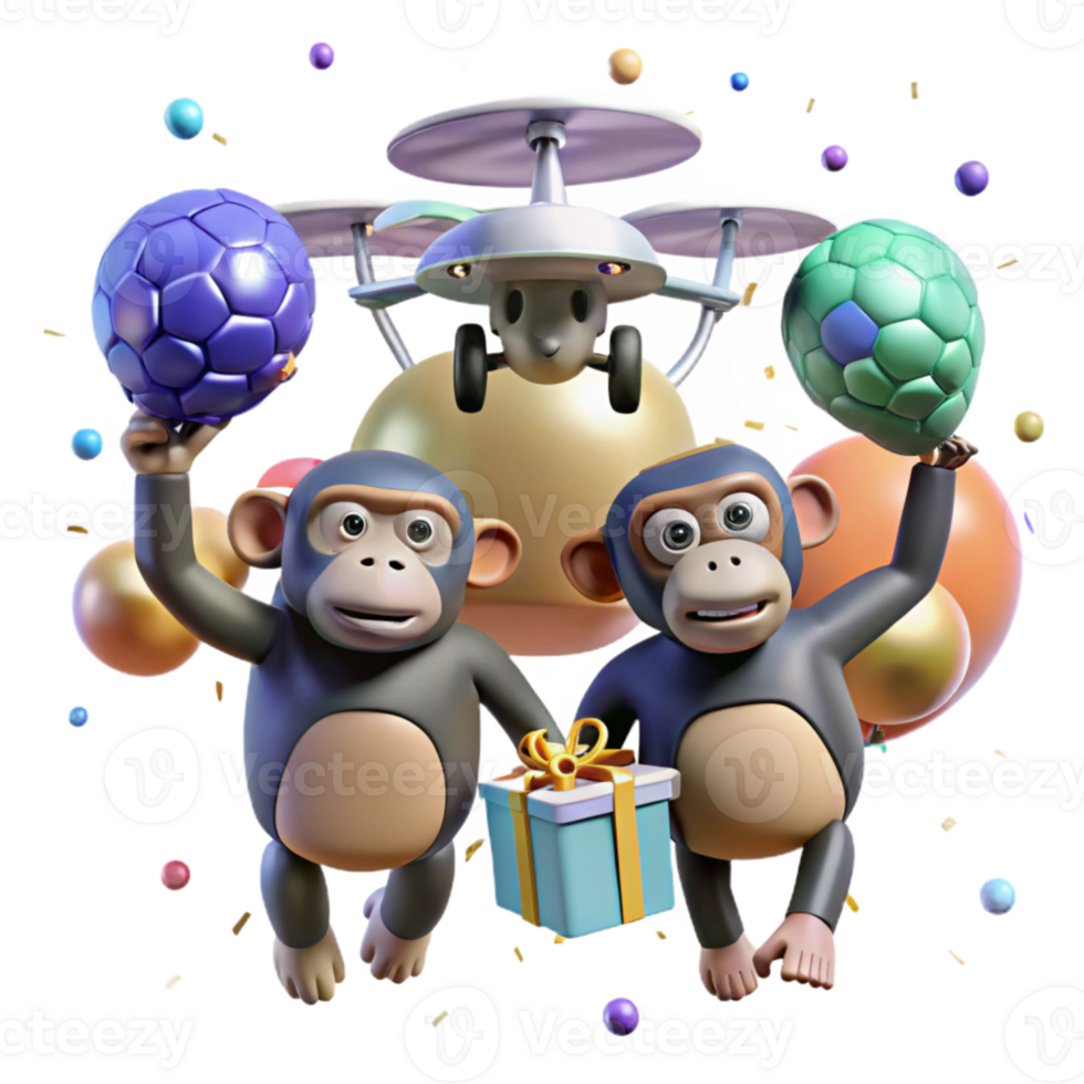 beautiful modern Drone Photographing Chimpanzee Group Cutout Element original png