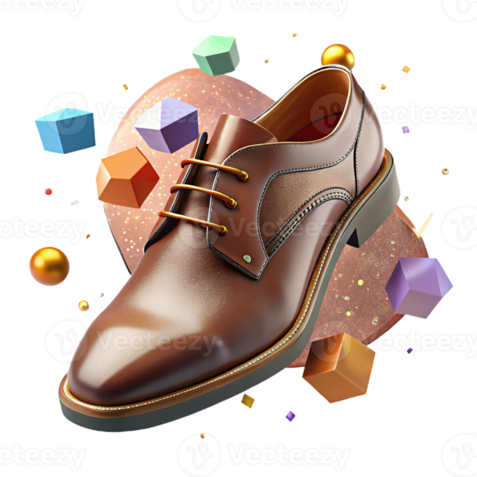 impressive minimalist Dark Brown Leather Shoe with Transparent Background authentic png