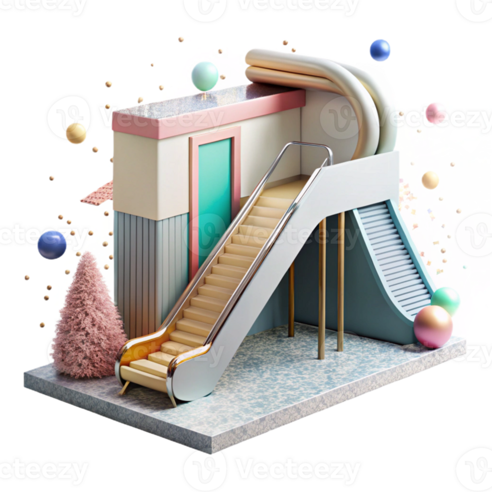 impressive rustic Accessible Architecture Design Isolated with Ramp and Elevator genuine png