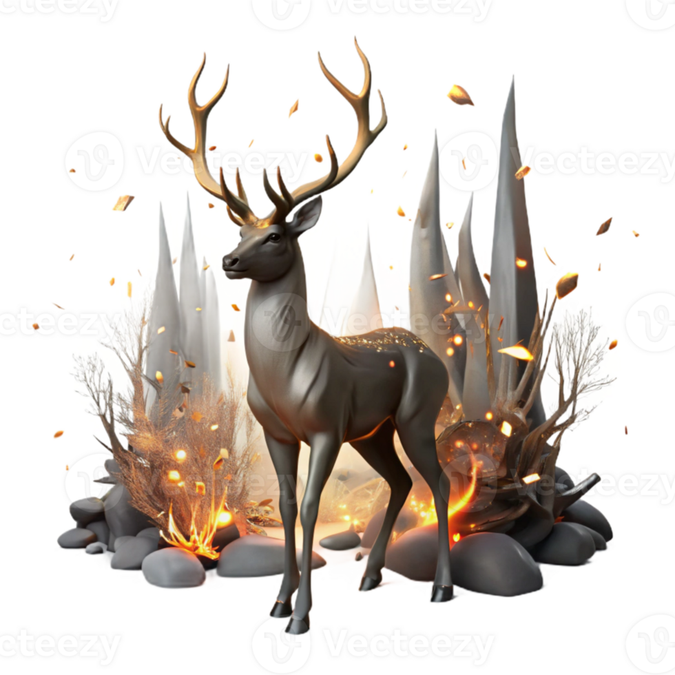 beautiful contemporary Fire Damaged Forest Deer Antlers Isolated genuine png