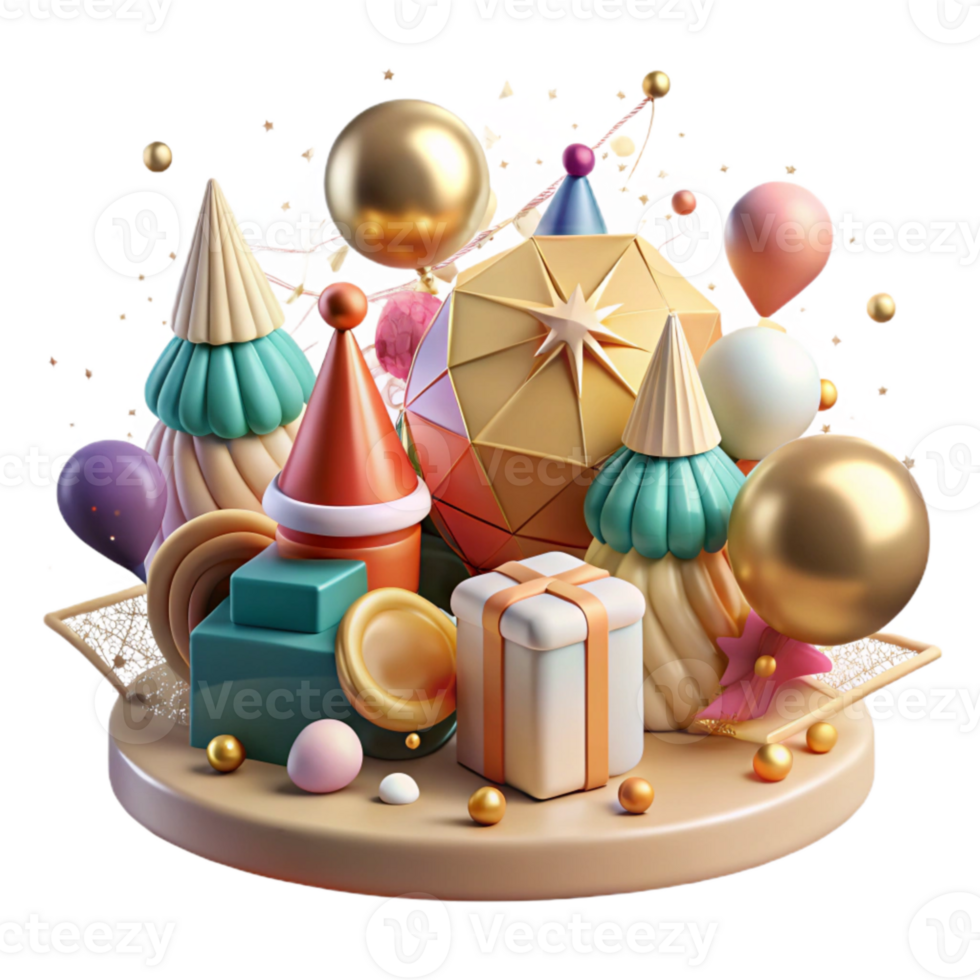 vibrant minimalist Community Celebrating Success Festive Decorations Isolated professional png