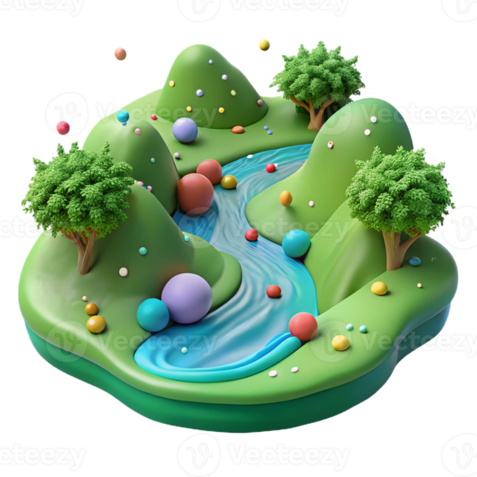extraordinary minimalist Clean River with Lush Green Banks Cutout premium png