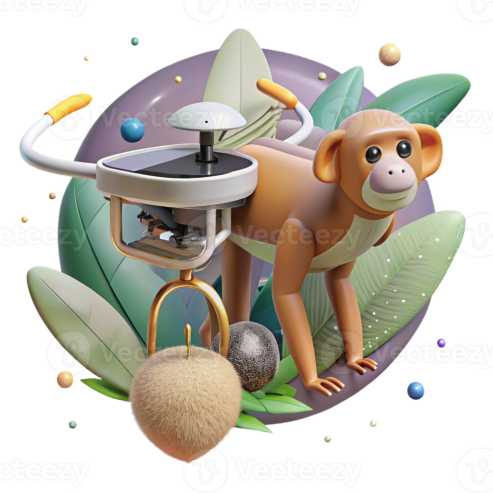 elegant contemporary Drone Monitoring Proboscis Monkey in Mangroves Transparent Background detailed png