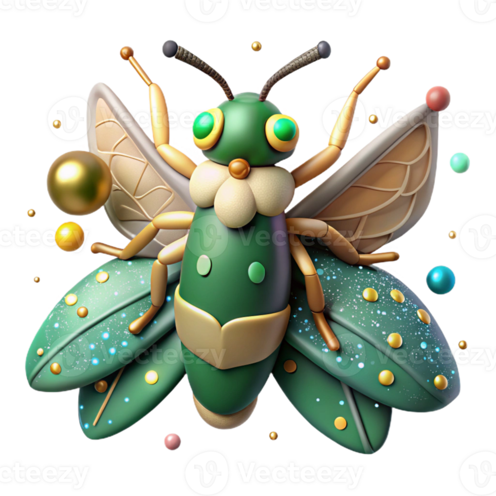 beautiful classic Emerald Ash Borer on Branch Detailed Cutout premium png