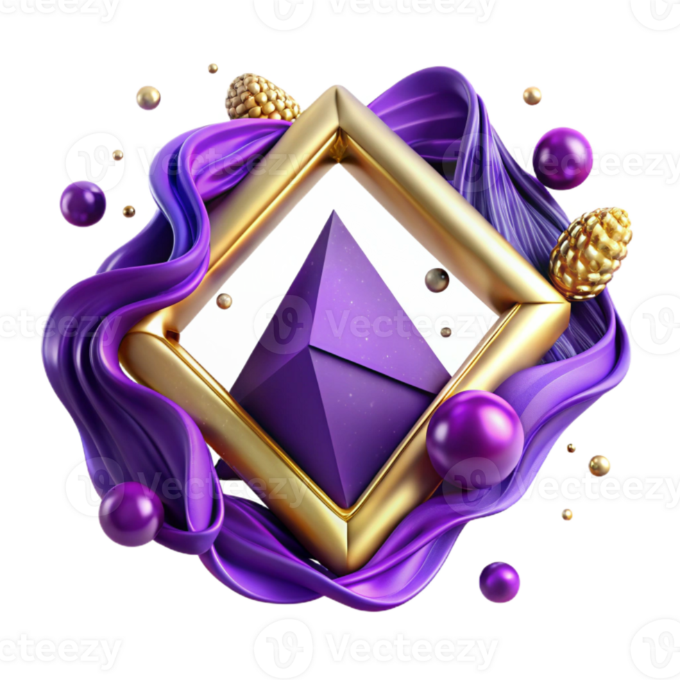 vibrant rustic Elegant Purple Diamond Frame Isolated Element authentic png