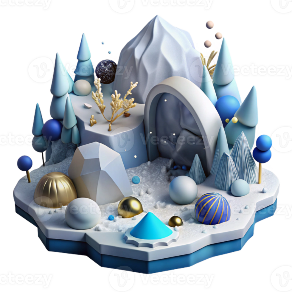beautiful artistic Arctic Landscape Isolated with Ice and Snow genuine png