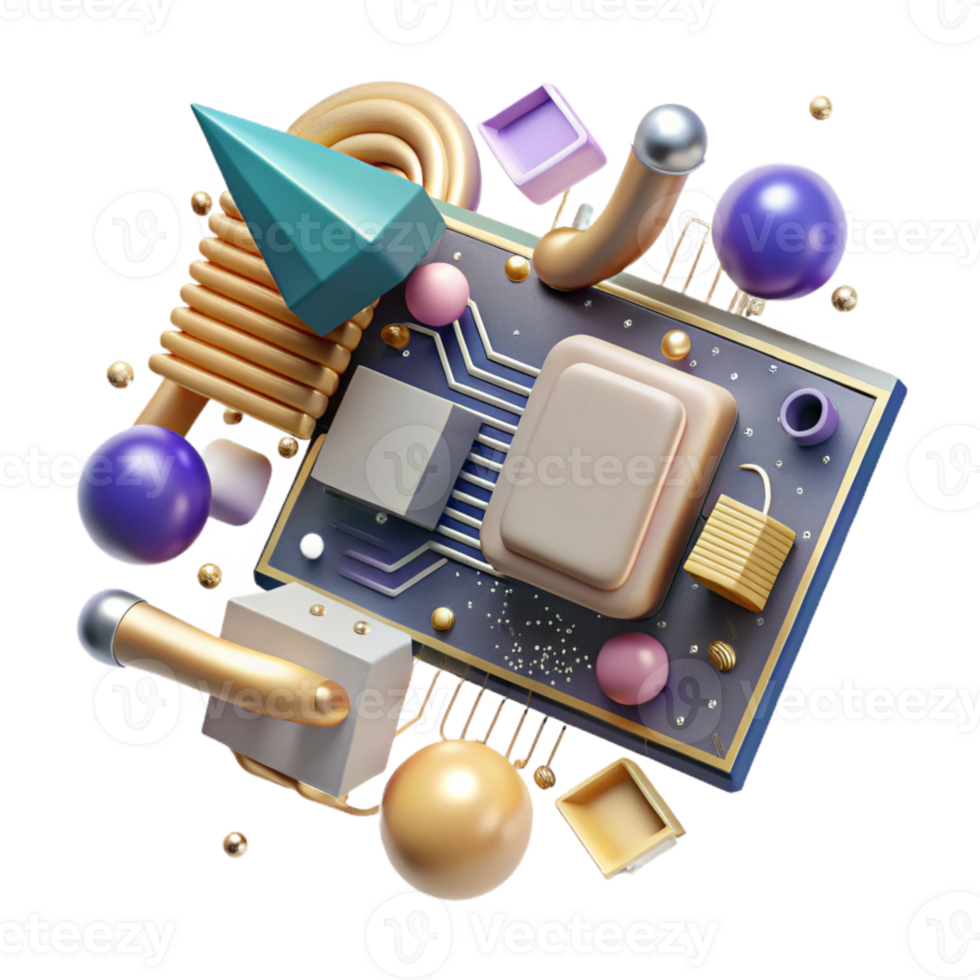 serene vintage Circuit Board Components Electronic Parts Transparent Background high resolution png