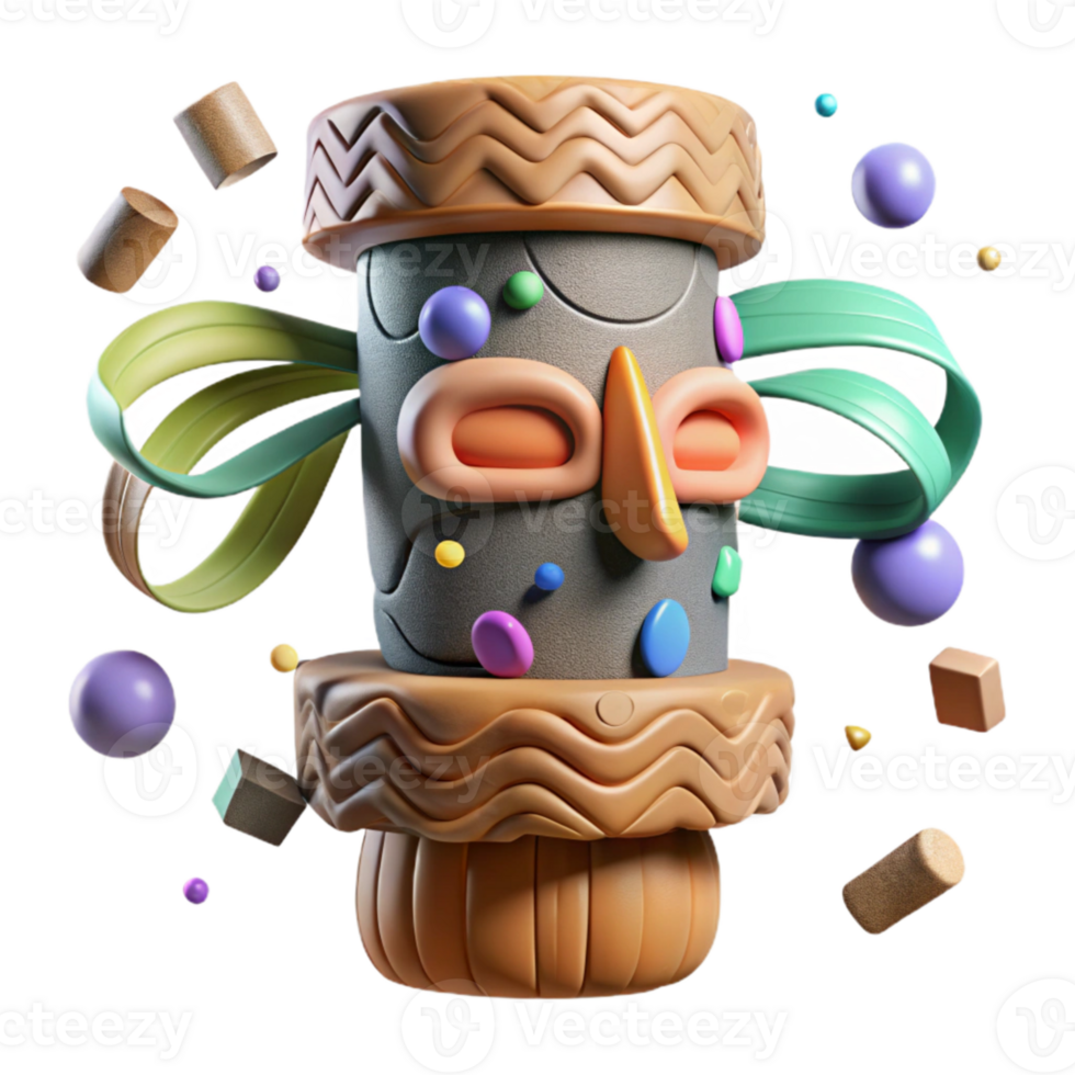impressive creative Carved Stone Totem Pole Transparent Background png