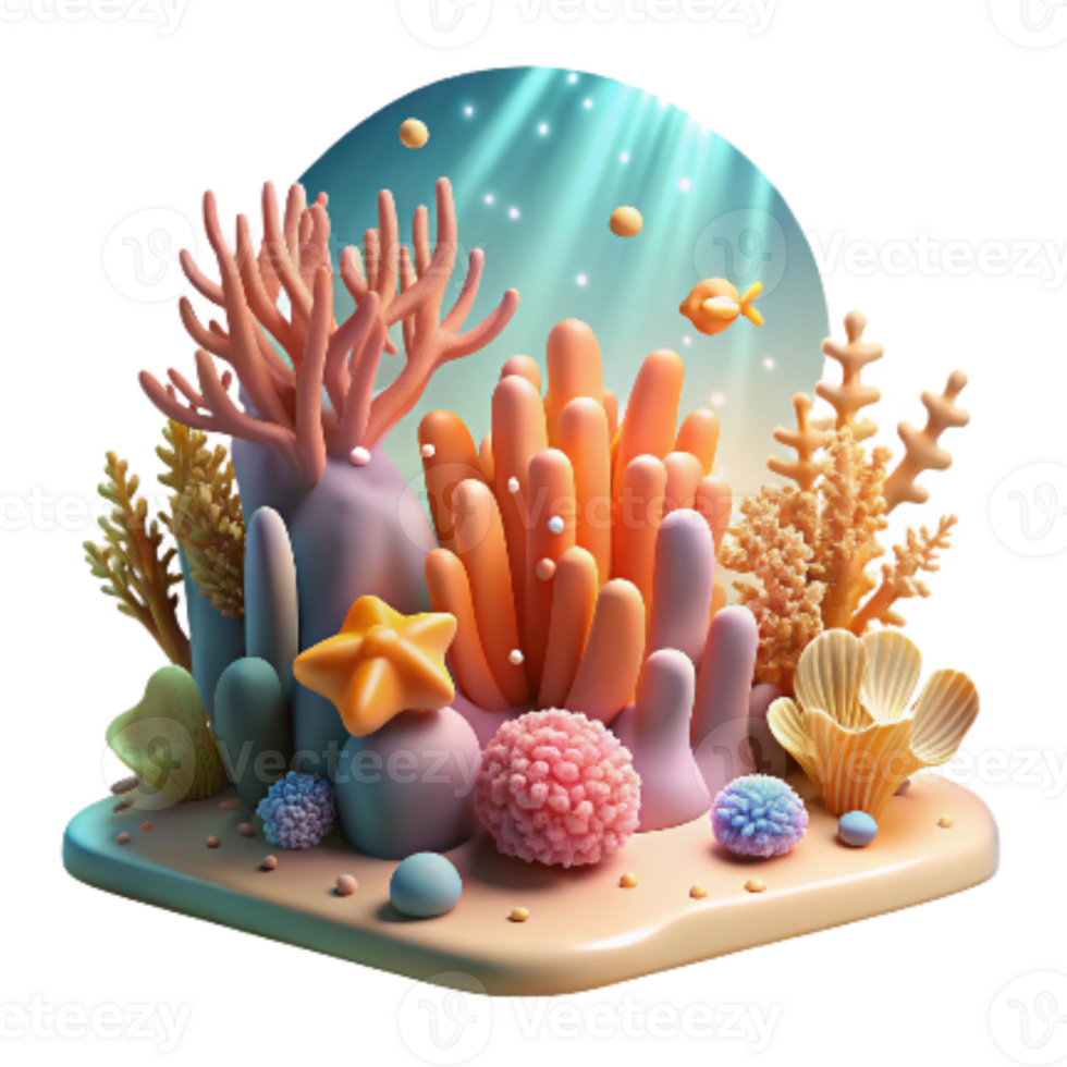 wonderful modern Coral Reef with Sunlight Isolated Element Bright Scene exclusive png