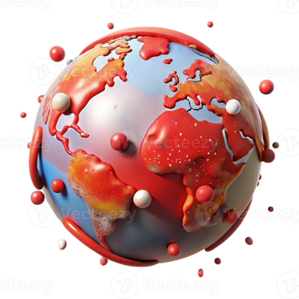 magnificent abstract Globe Showing Temperature Increase Isolated with Red Highlights genuine png