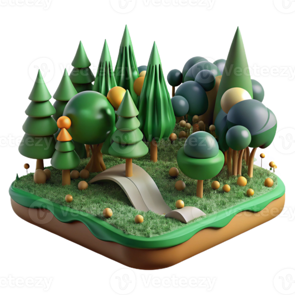 impressive modern Dark Green Forest and Farmland Edge Transparent Background premium png