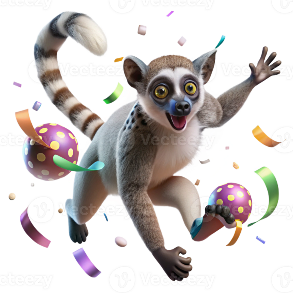 beautiful classic Endangered Lemur Leaping in Zoo Enclosure Isolated detailed png