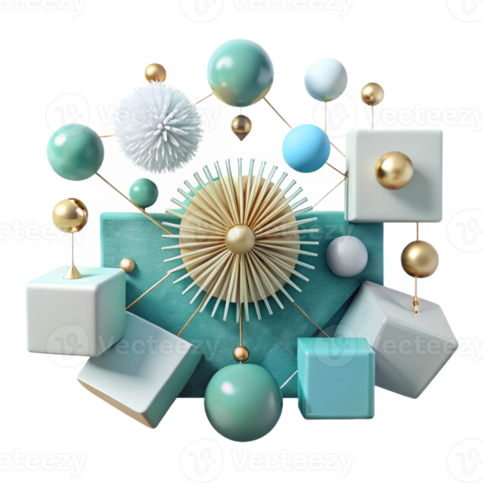 vibrant contemporary Aqua Sunburst Chart Isolated with Hierarchical Structure premium png