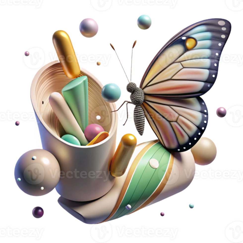 extraordinary contemporary Butterfly Emerging From Chrysalis Transformation Scene Transparent Background exclusive png