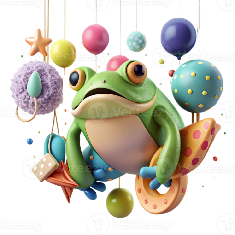 vibrant abstract Frog Life Cycle Mobile Cutout high quality png