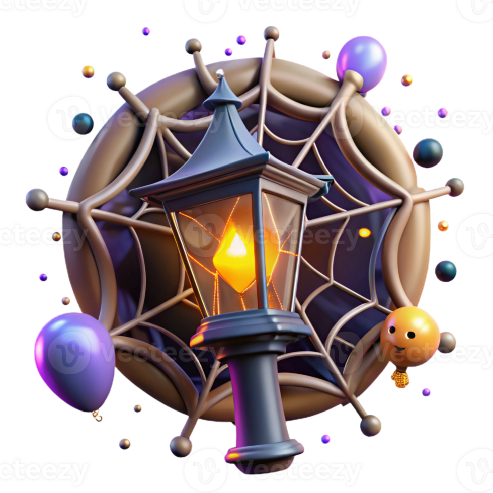 wonderful rustic Cutout of Spider Web Illuminated by Street Lamp high quality png