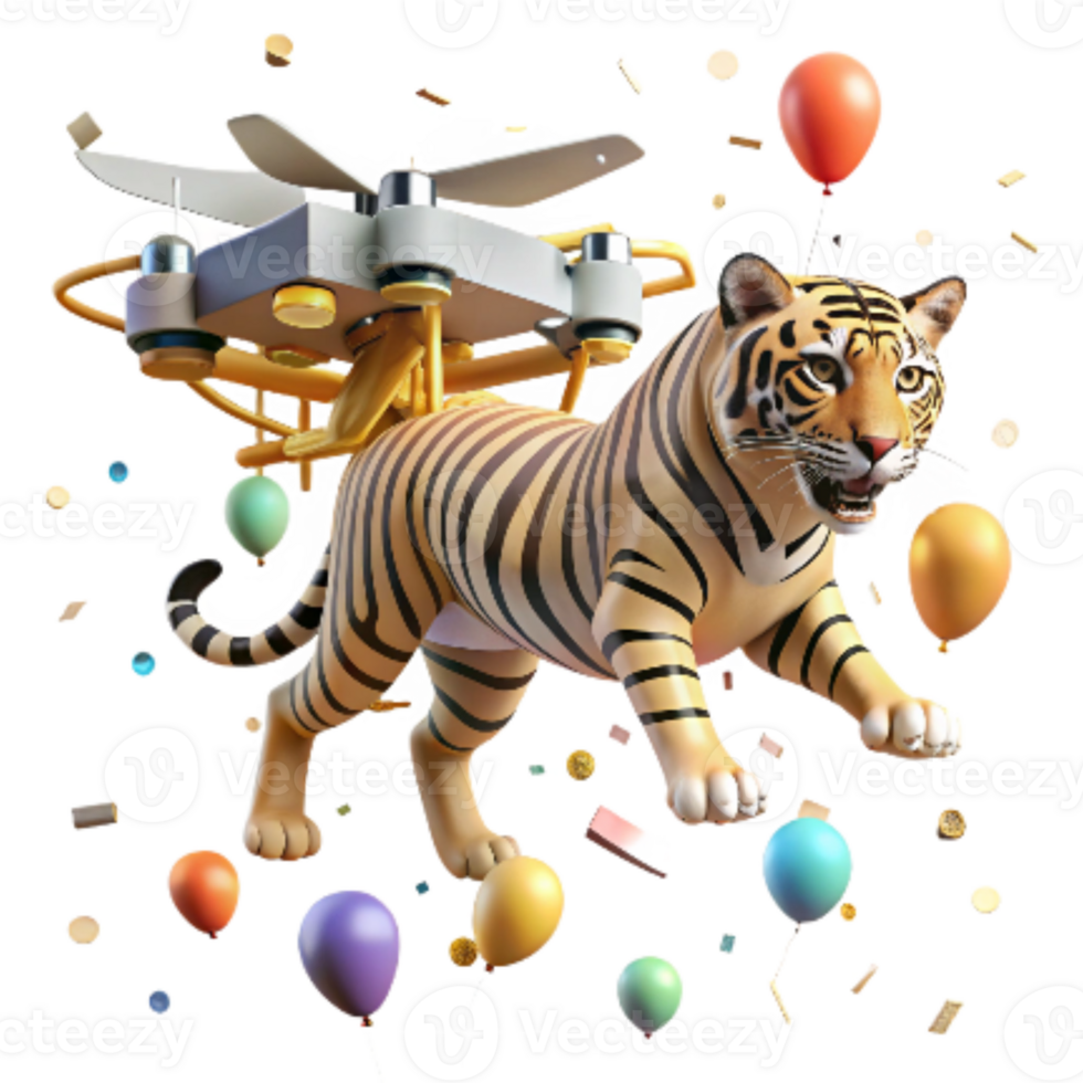 extraordinary vintage Drone Tracking Malayan Tiger Transparent Background professional png
