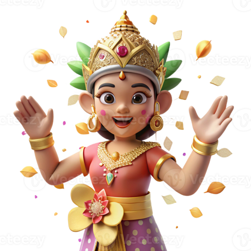 vibrant rustic Balinese Dancer in Traditional Costume Isolated exclusive png
