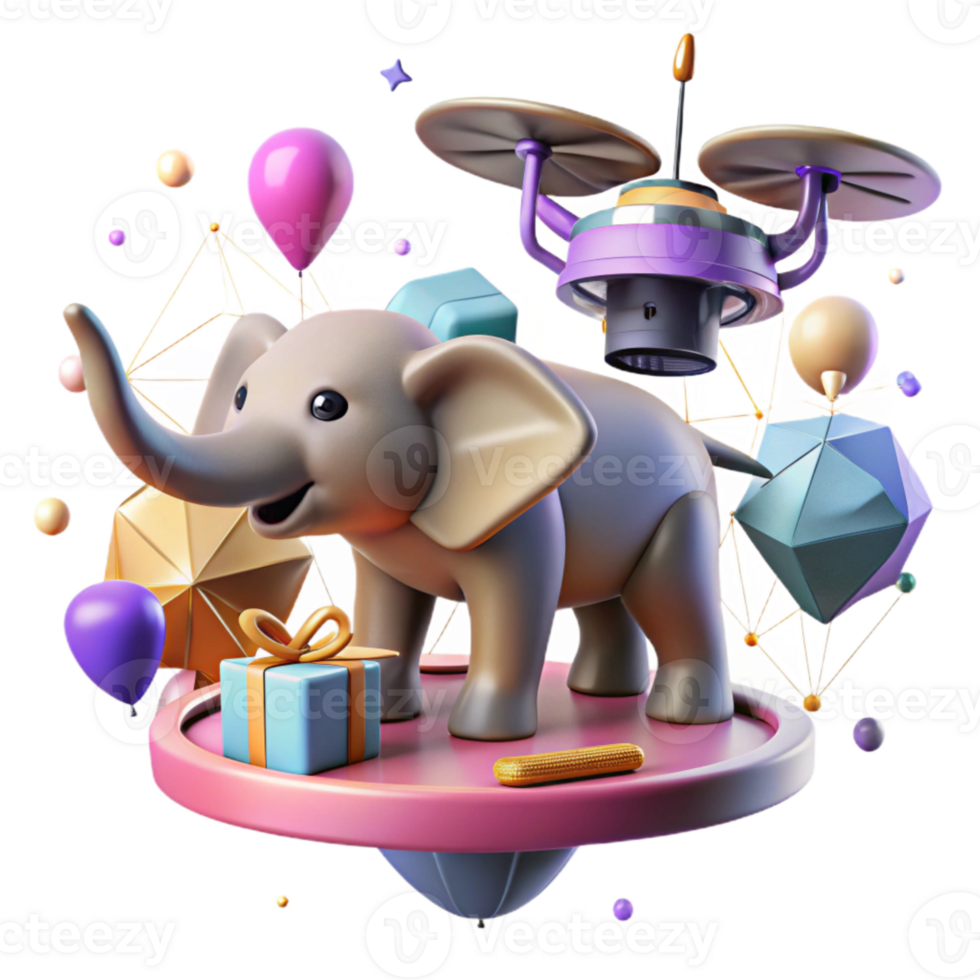 magnificent minimalist Drone Capturing Elephant Calf Data Cutout exclusive png