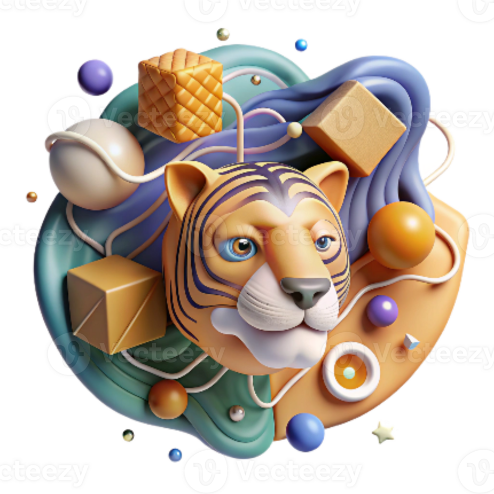 stunning minimalist Facial Recognition Software for Tiger Conservation Isolated high quality png
