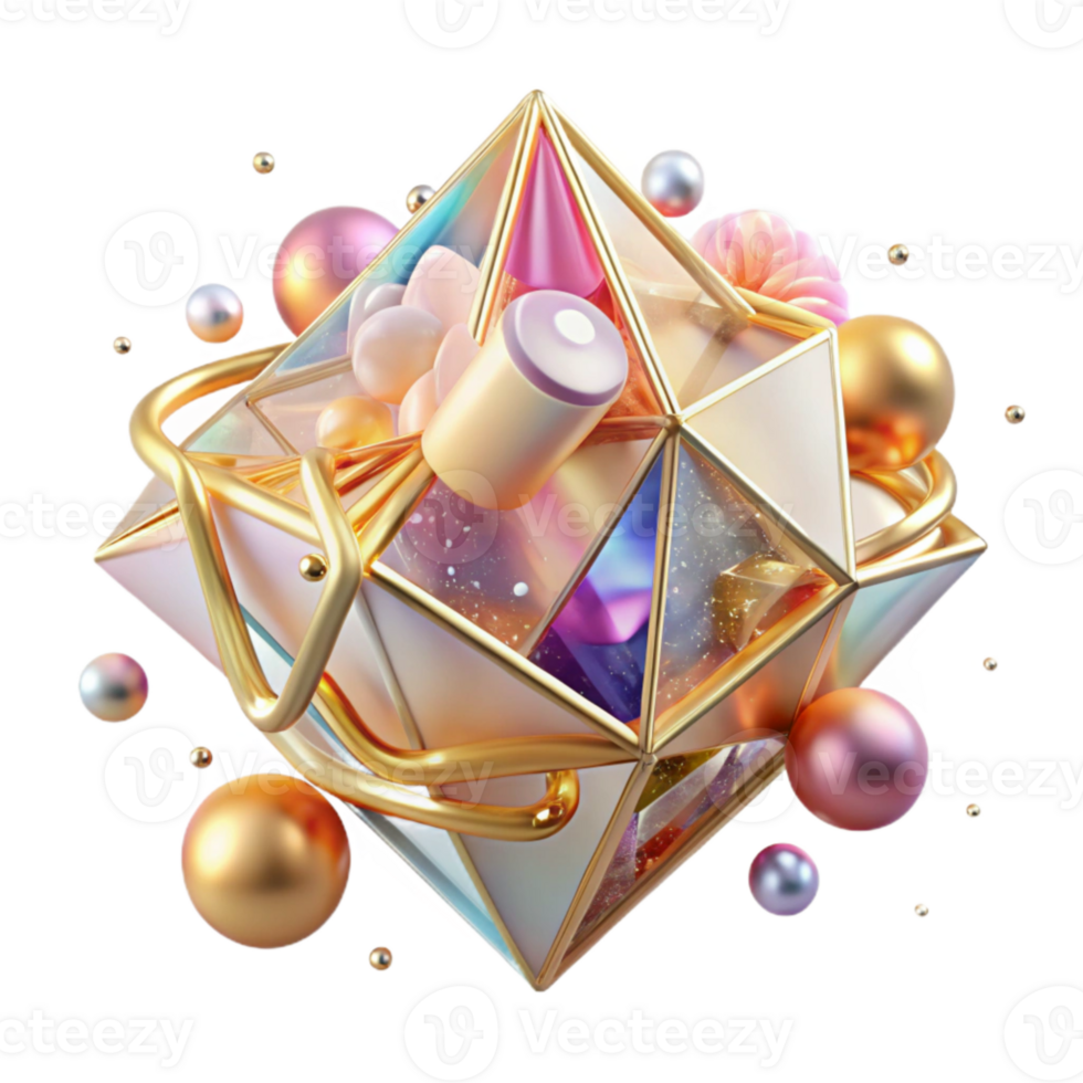 beautiful classic Abstract Crystal Structure Cutout Transparent Background professional png