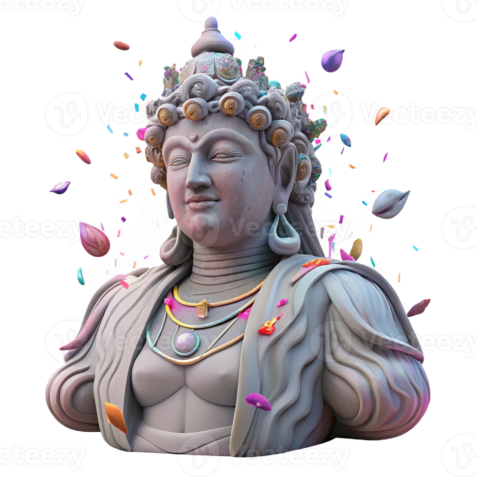 serene traditional Carved Stone Statue Front View Transparent Background original png