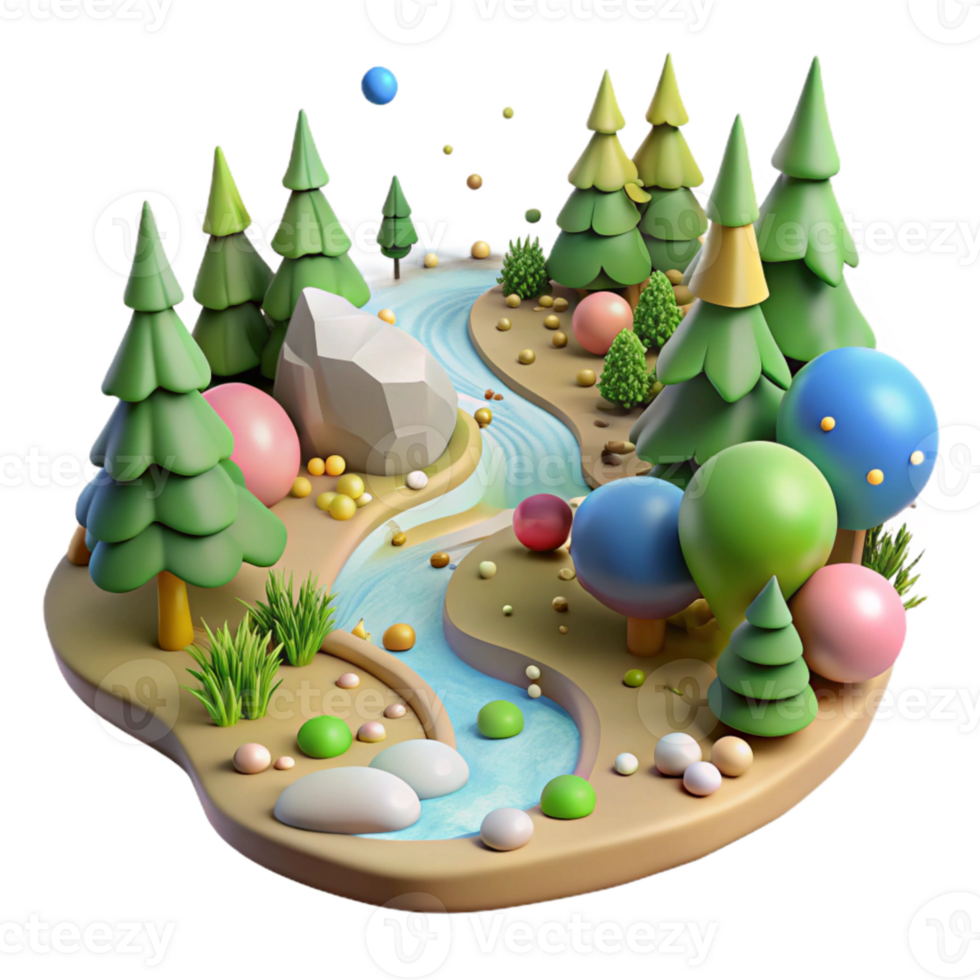 vibrant creative Forest Clearing Stream Transparent high quality png